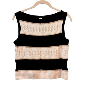 St John Womens Sweater Vest Size S Striped‎ Cable Knit Sleeveless Old Money Prep